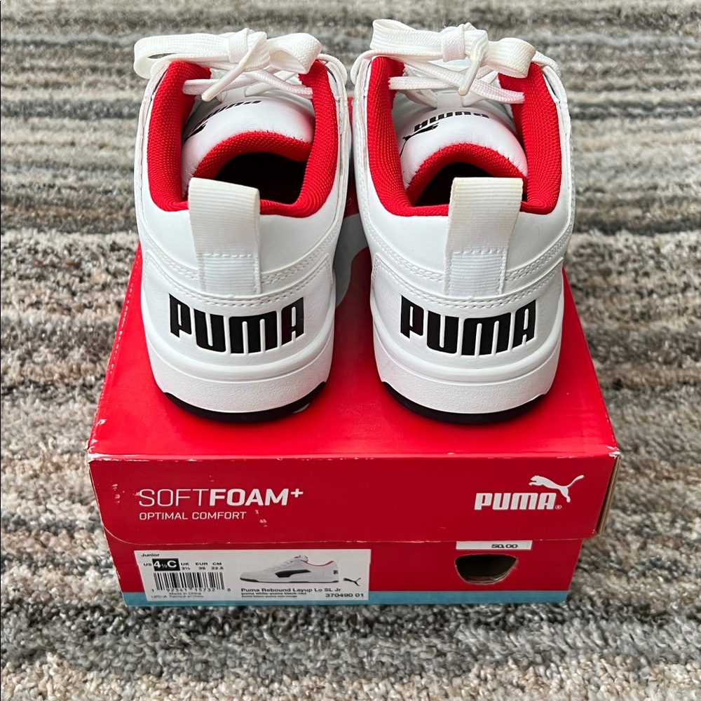 Puma White Sneakers with Red Highlights